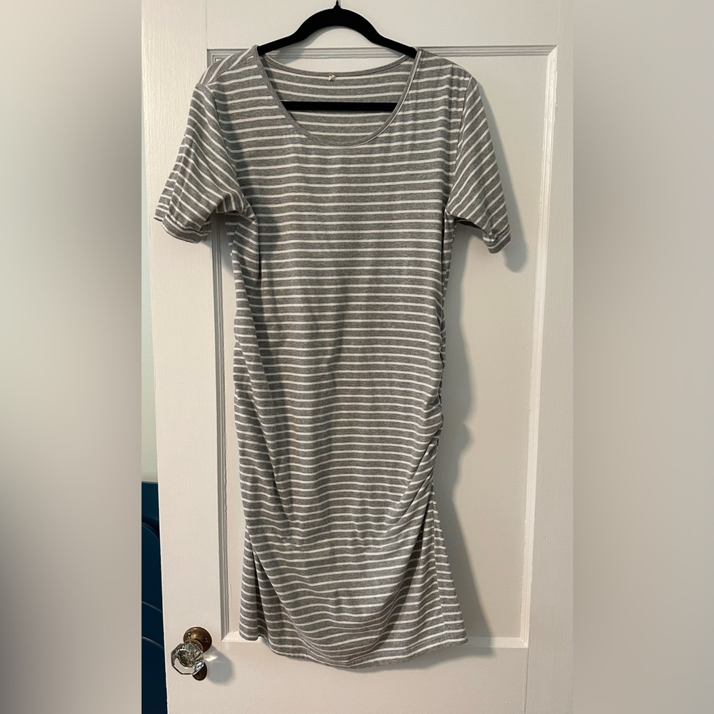 Maternity Striped Gray Casual Dress